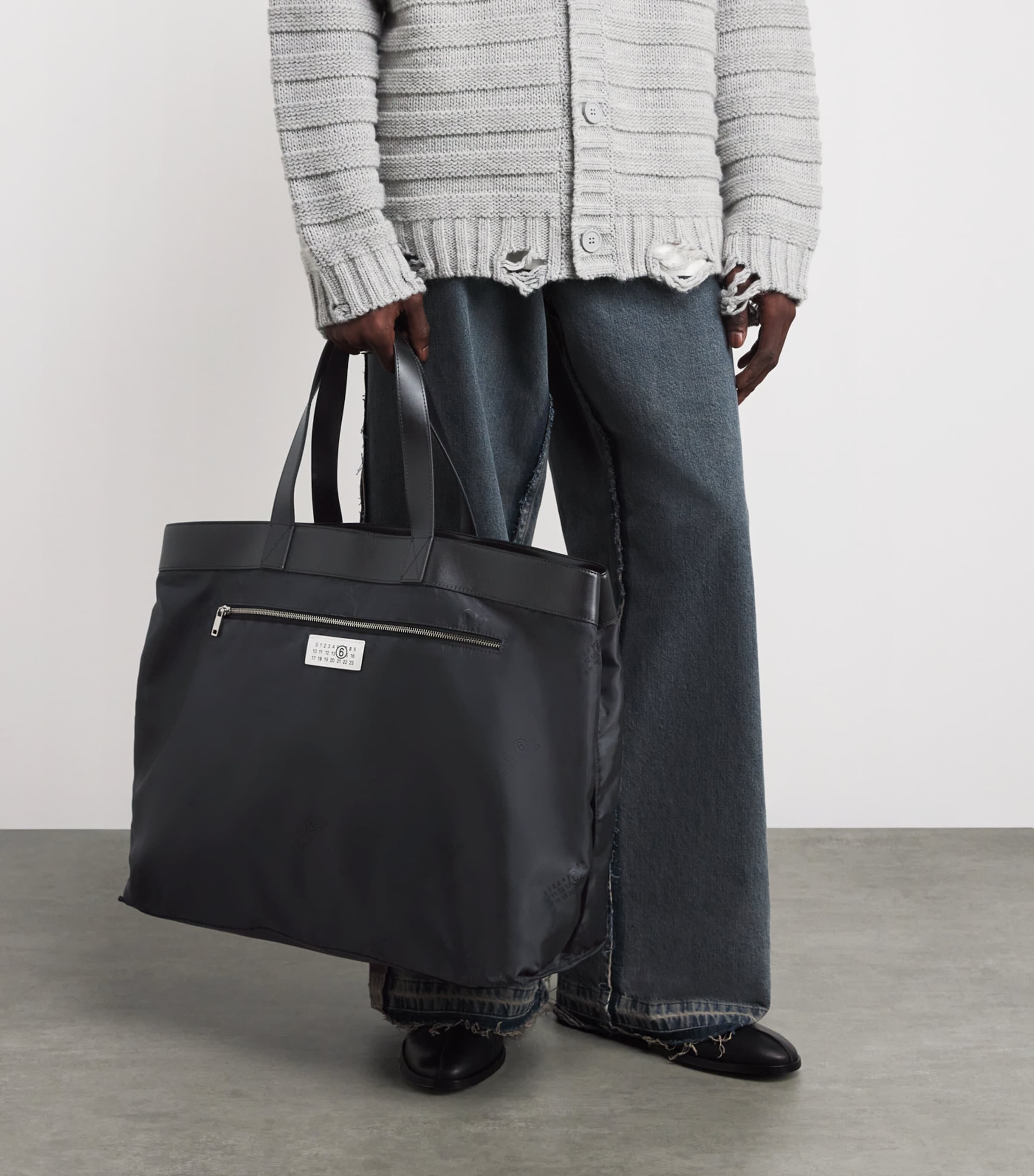 MM6 Maison Margiela Calfskin-Trim Reverse Tote Bag