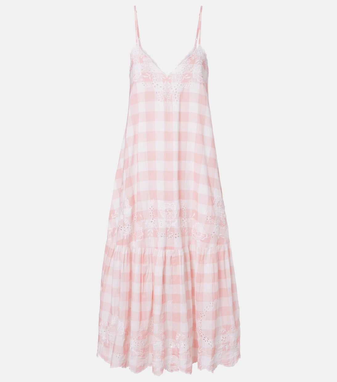Juliet Dunn - Embroidered checked cotton midi dress