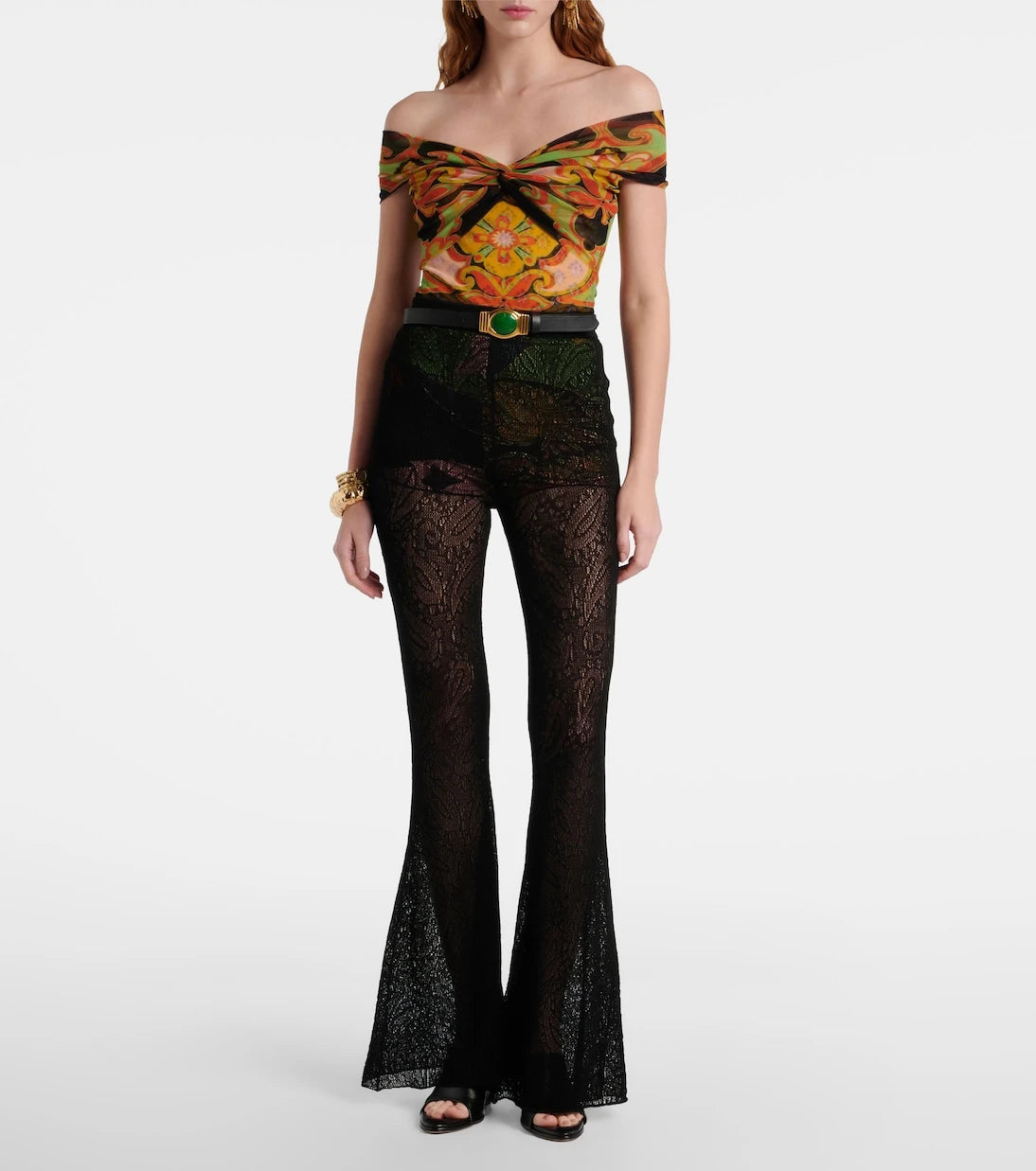 Etro - Cotton lace flared pants