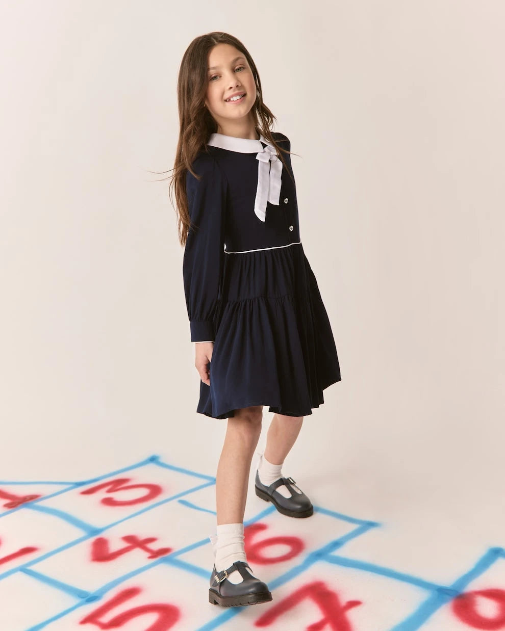 Monnalisa - Bow-detail gathered dress