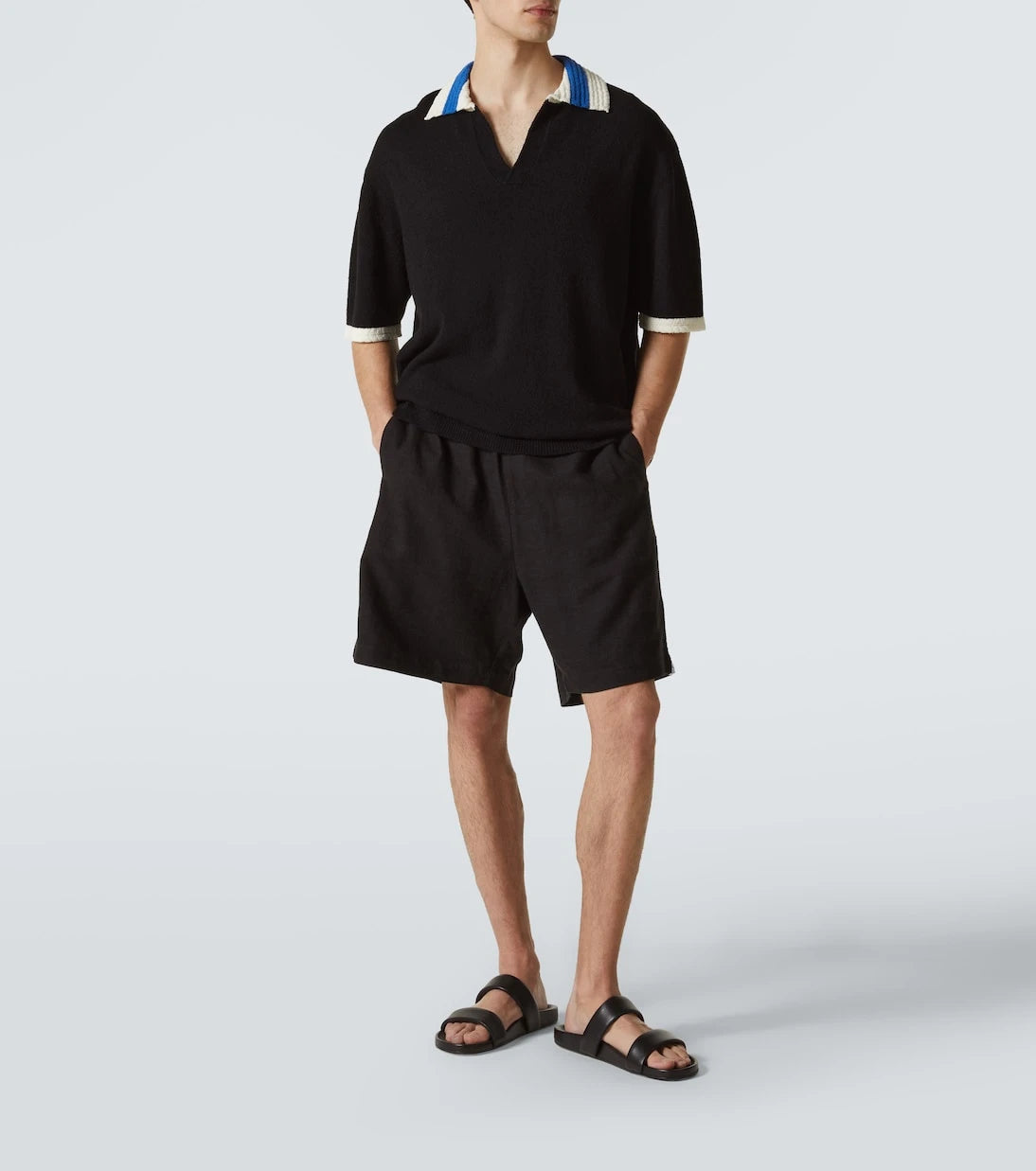 Commas - Crochet cotton-blend polo shirt