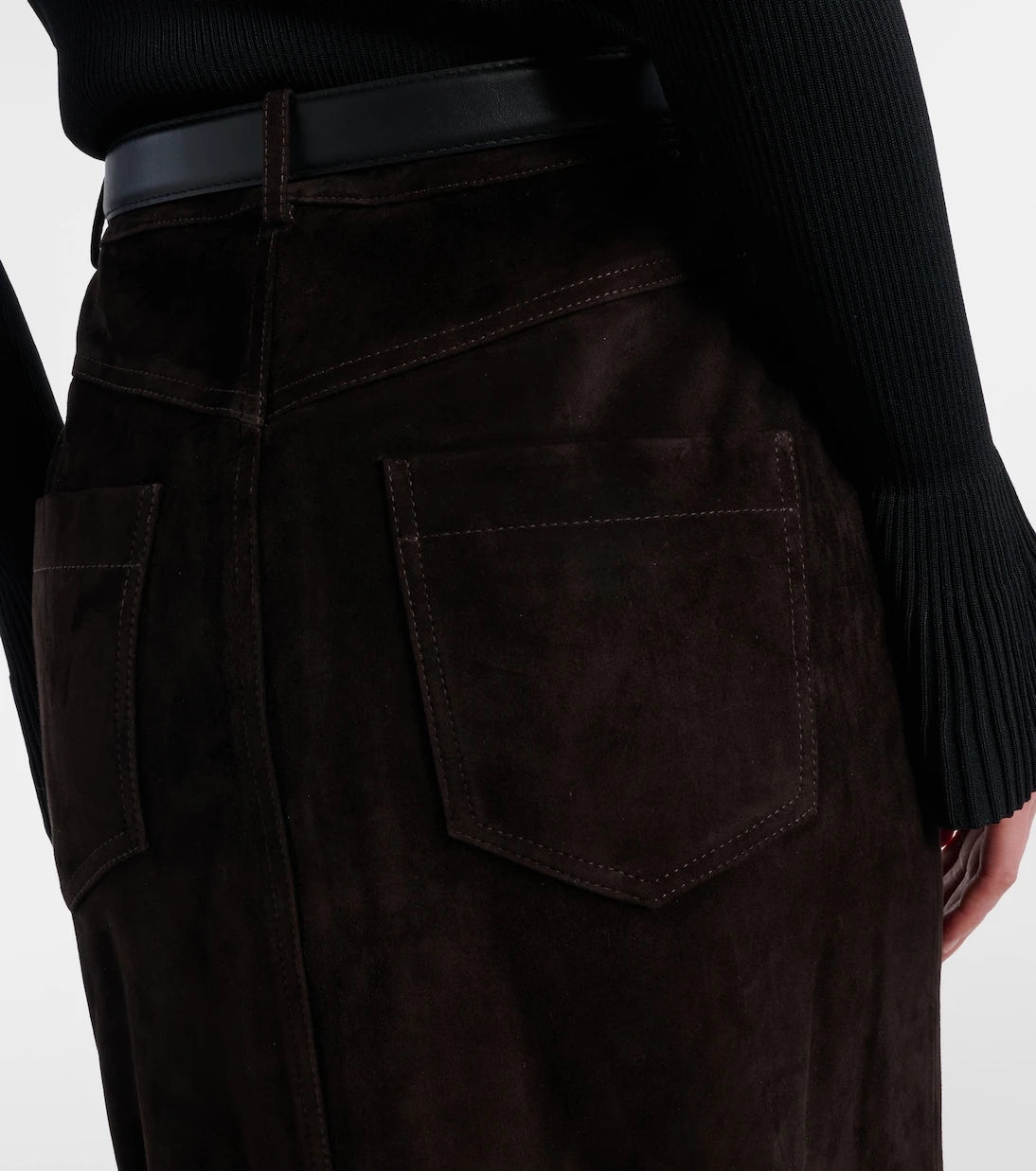 Self-Portrait - Suede midi skirt