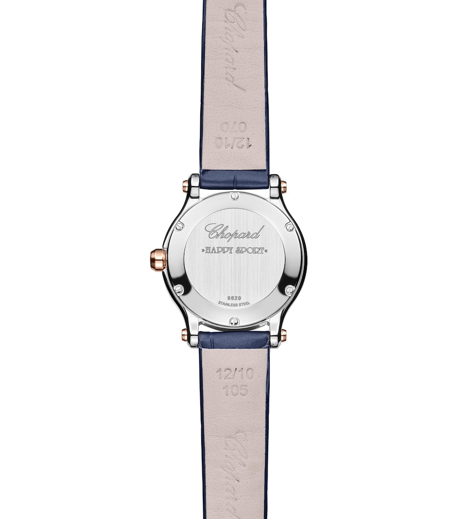 Rose Gold, Stainless Steel and Diamond Happy Sport Watch 25mm