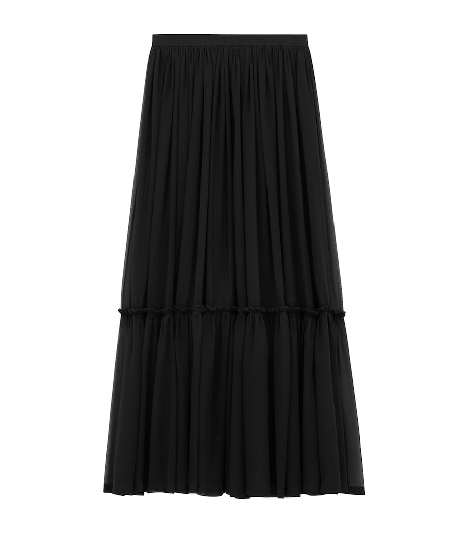Saint Laurent Black Silk Maxi Skirt
