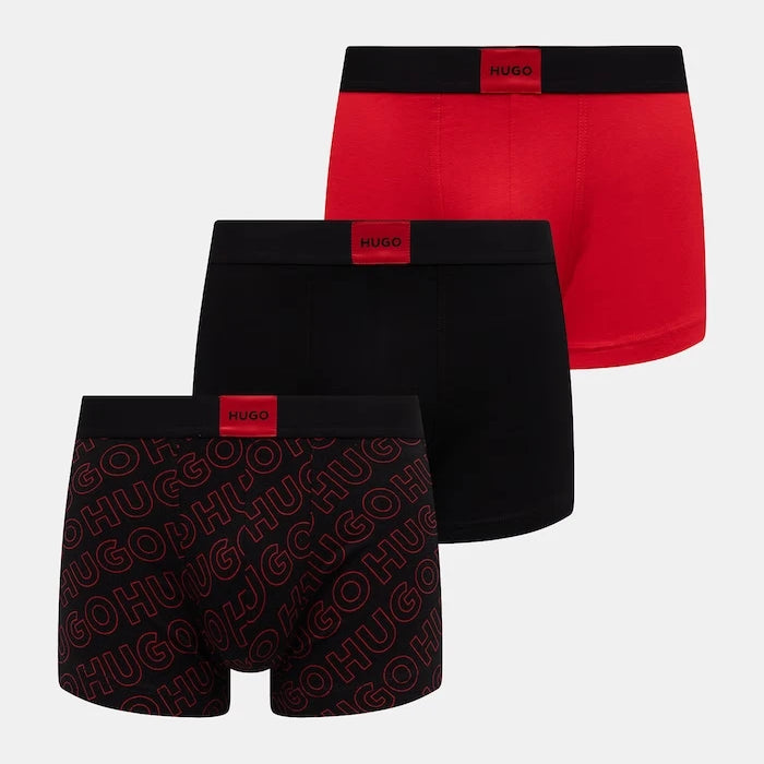 HUGO erkek pamuklu elastanlı dar boxer TRUNK TRP GALAXY DES 3’lü