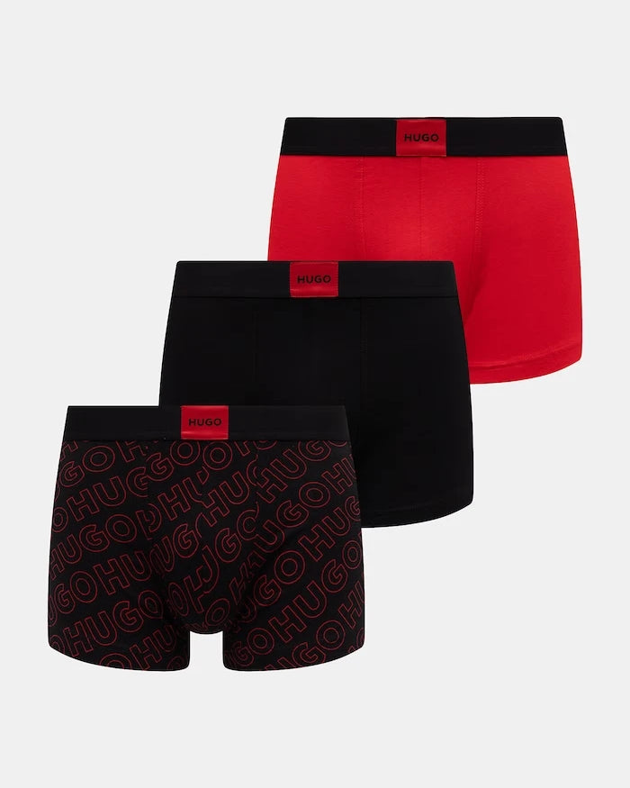 HUGO erkek pamuklu elastanlı dar boxer TRUNK TRP GALAXY DES 3’lü