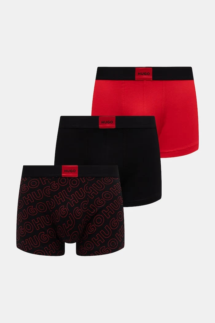 HUGO erkek pamuklu elastanlı dar boxer TRUNK TRP GALAXY DES 3’lü