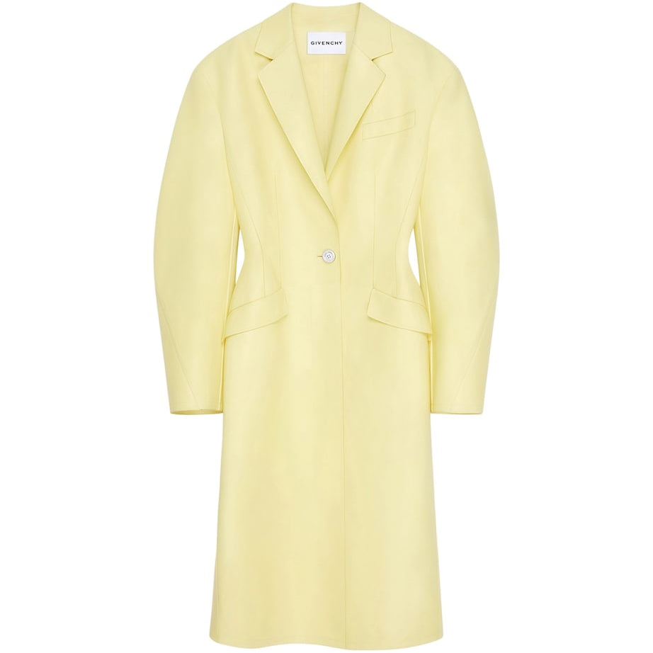 Givenchy Yellow Leather Cocoon Long Coat