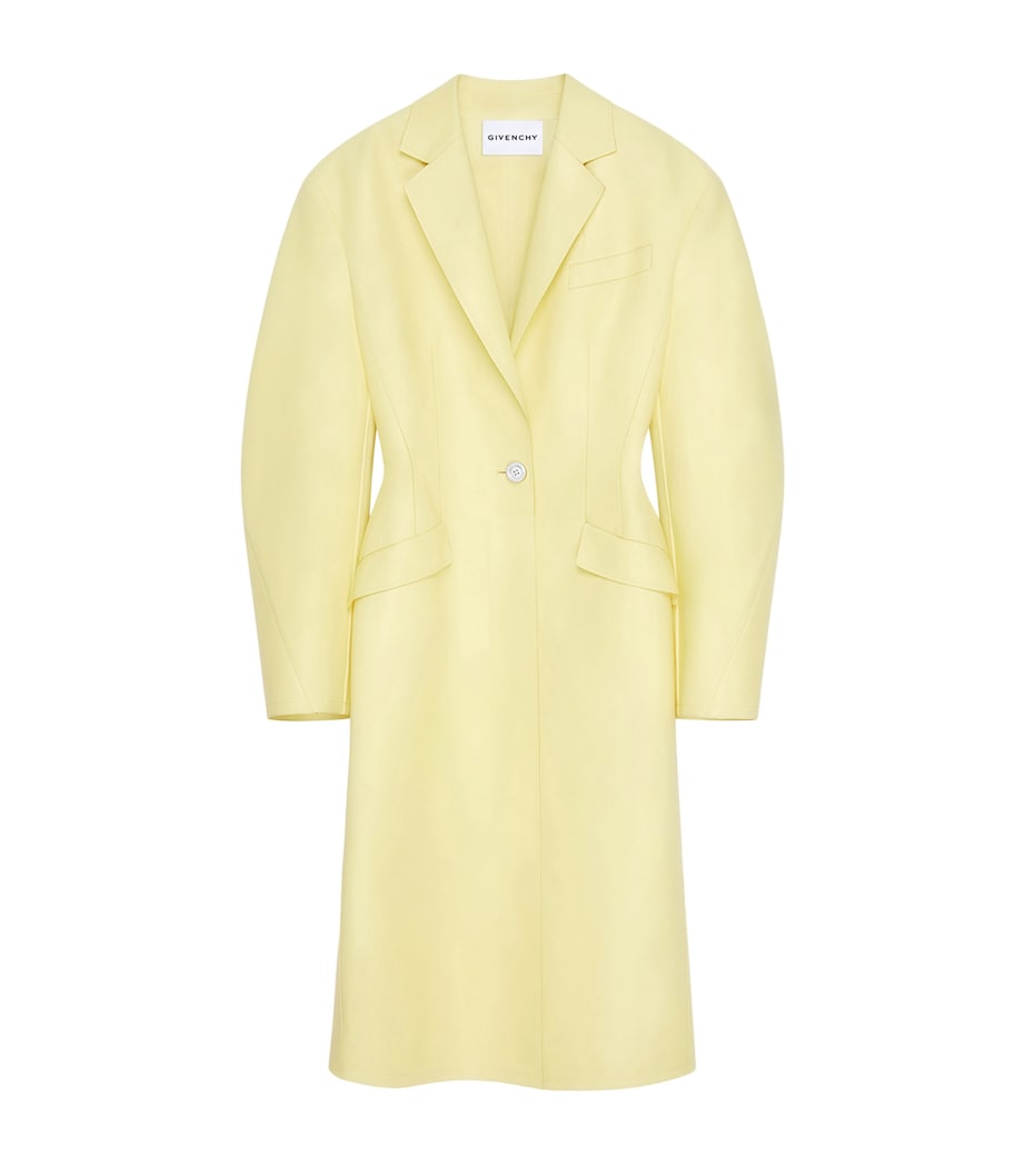 Givenchy Yellow Leather Cocoon Long Coat