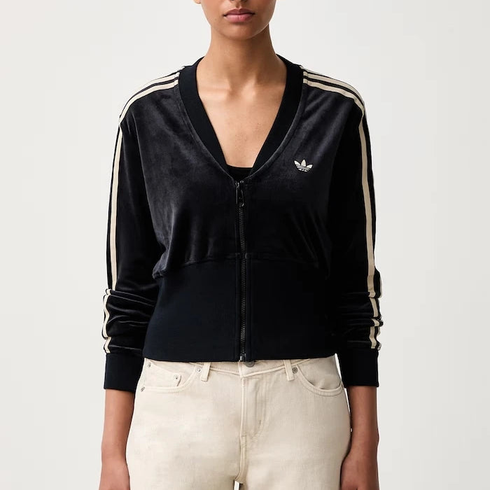 adidas Originals kadın kadife fermuarlı sweatshirt