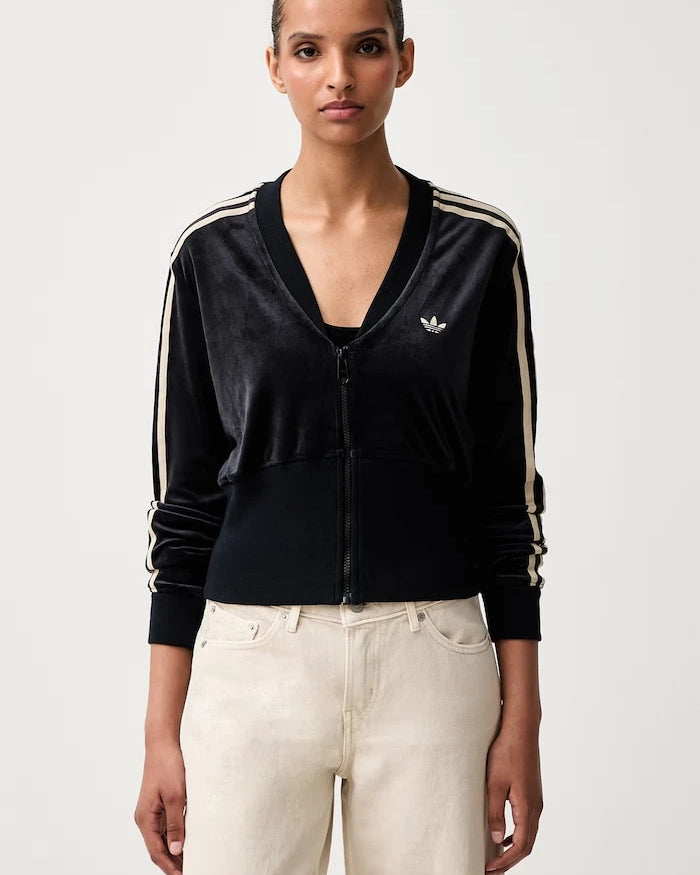 adidas Originals kadın kadife fermuarlı sweatshirt