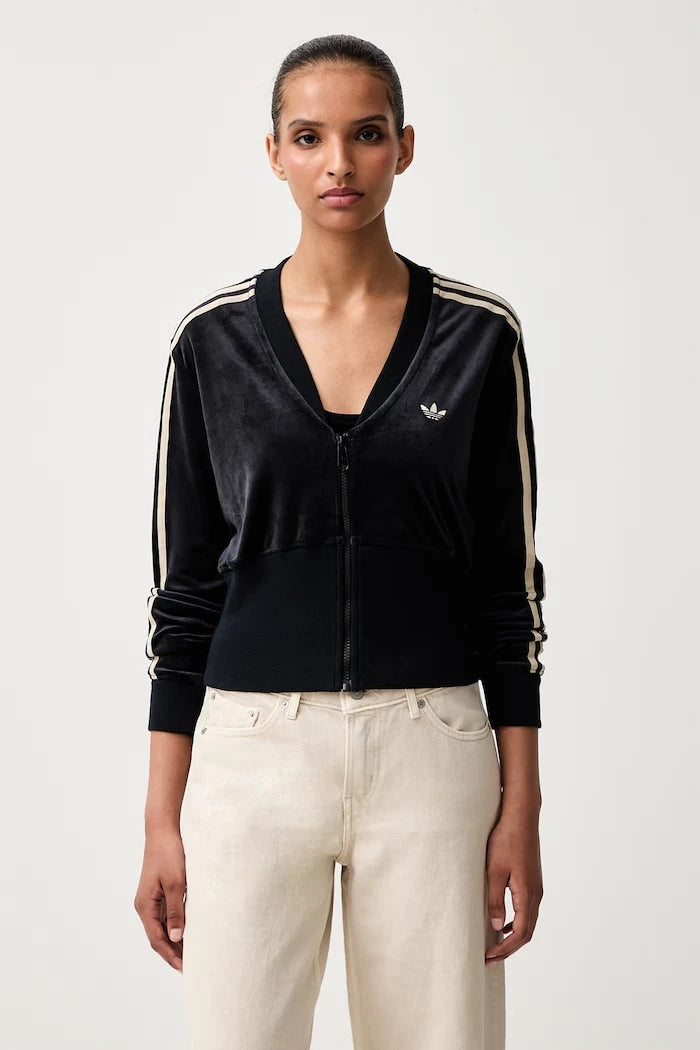 adidas Originals kadın kadife fermuarlı sweatshirt