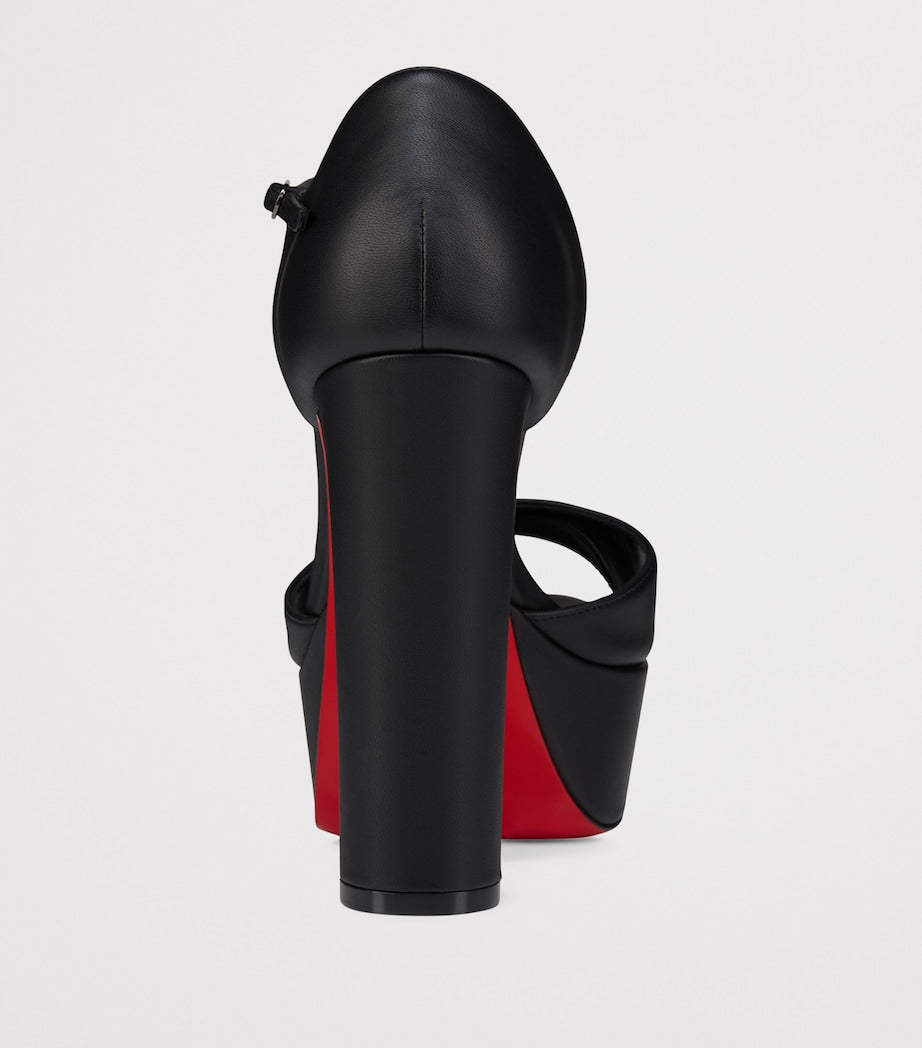 Christian Louboutin Black Sandaloo Leather Platform Sandals 130