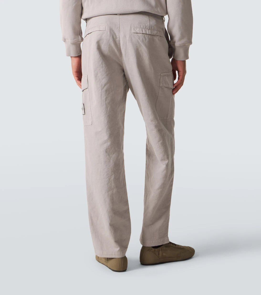 Stone Island - بنطال كارجو من قماش الكانفاس القطن والكتان