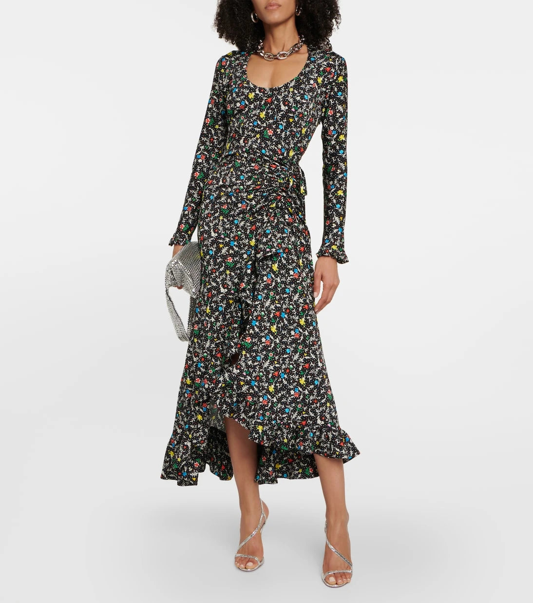 Rabanne - Printed wrap midi dress