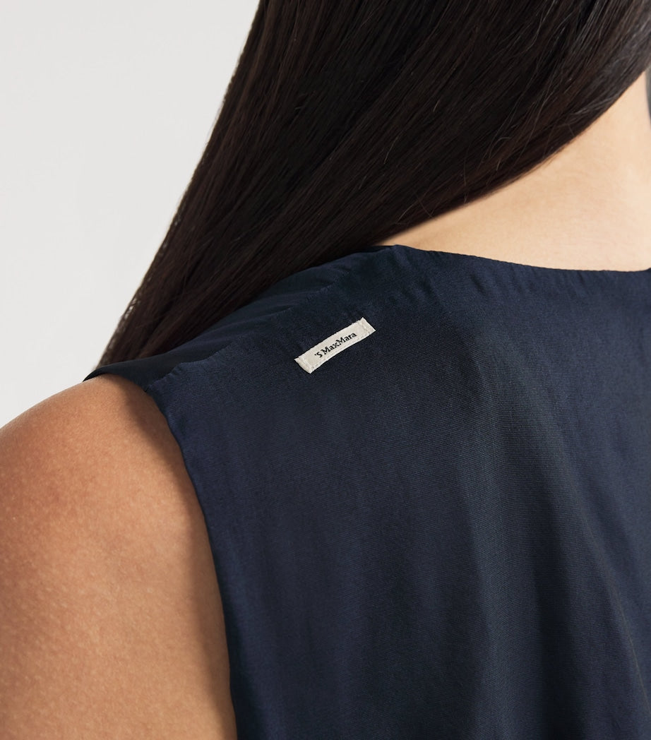 Max Mara Blue Silk Pleated Midi Dress