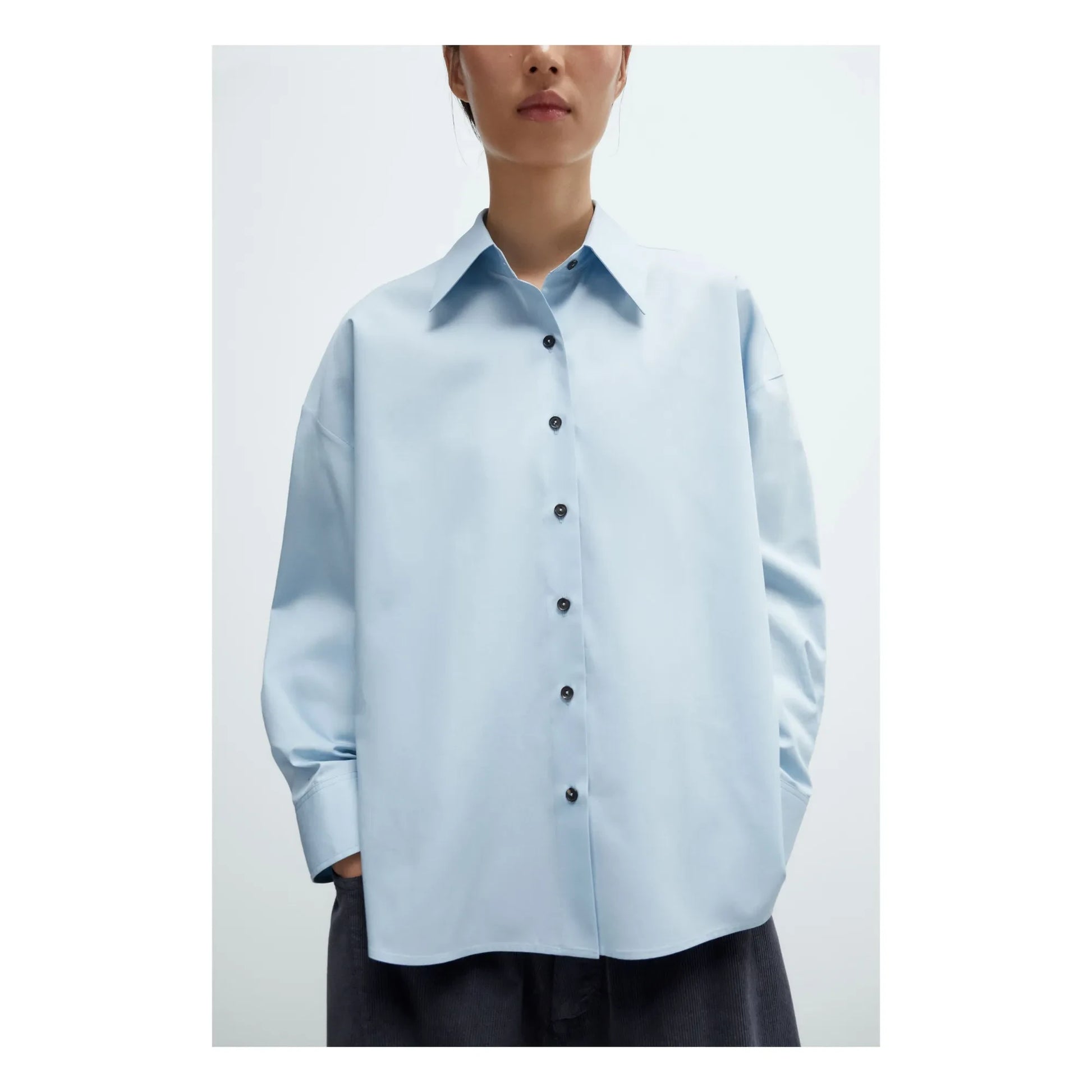 Cordera - Cotton Oversized Shirt | Light blue