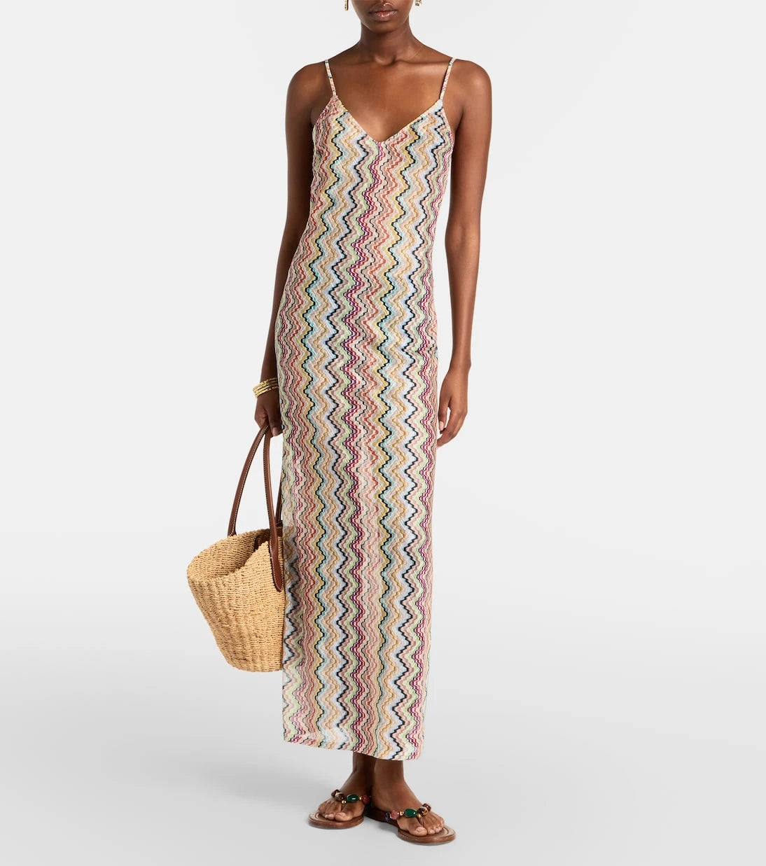Missoni - فستان ماكسي لاميه بتصميم متعرج