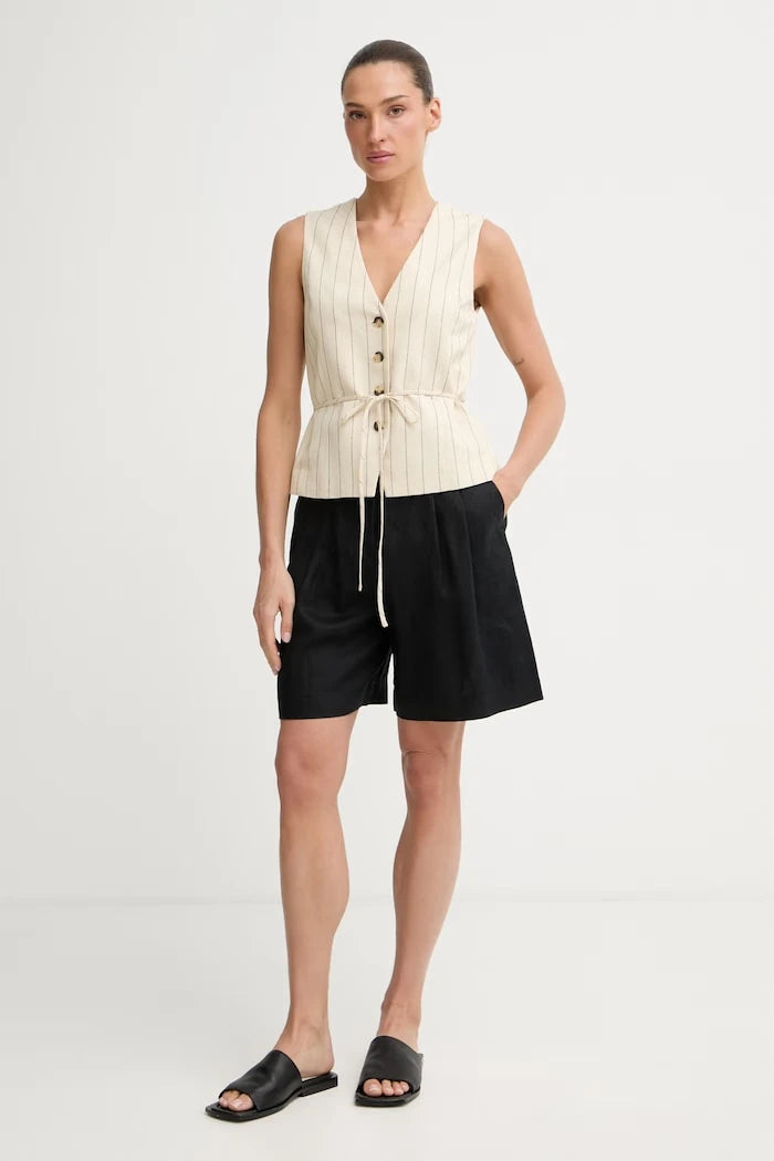 rag & bone tek düğmeli, keten karışımlı kadın yeleği Paulette