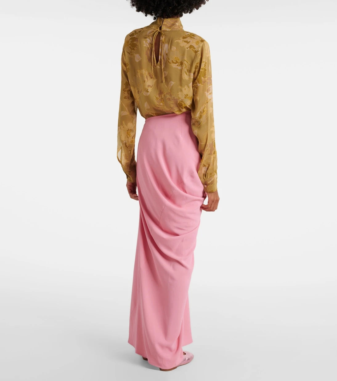 Dries Van Noten - Draped crêpe maxi skirt
