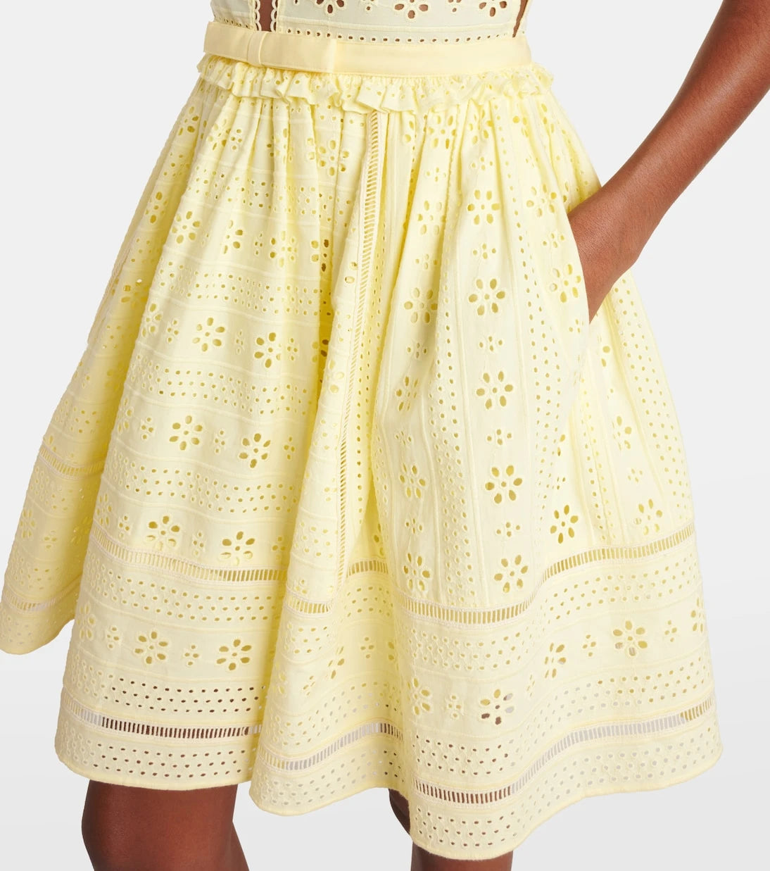 Self-Portrait - Broderie anglaise cotton minidress