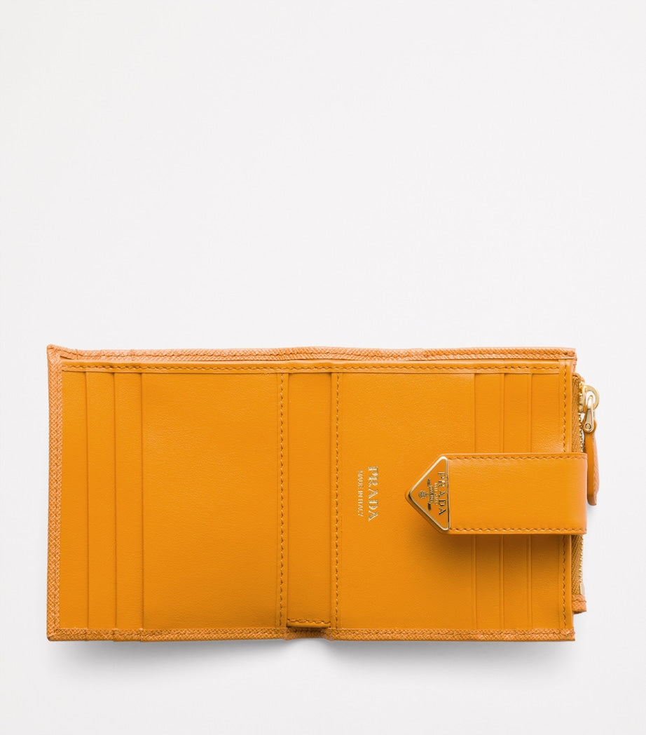 Prada Orange Small Saffiano Leather Bifold Wallet