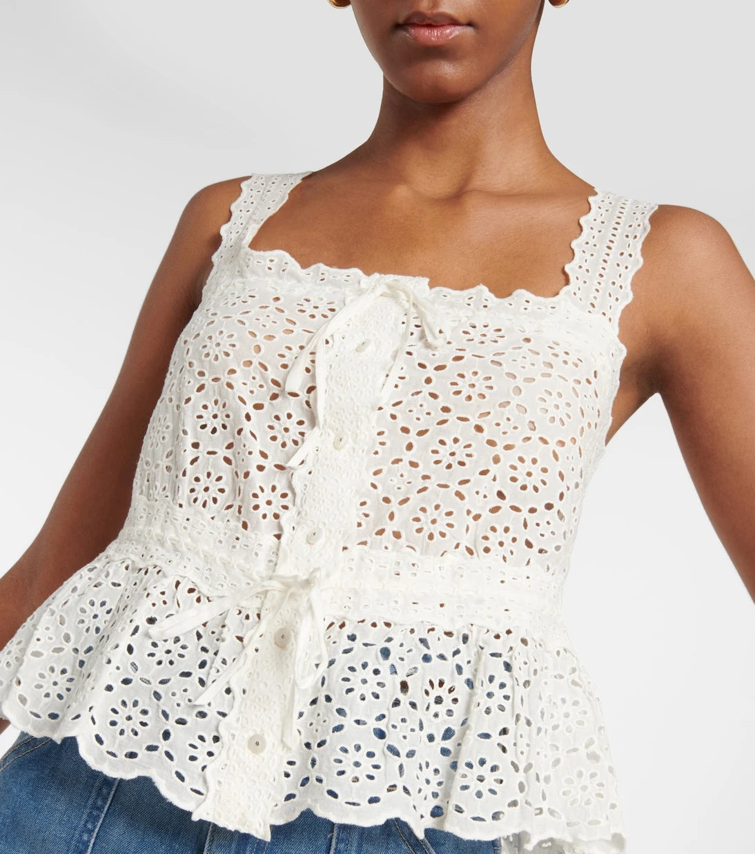 Veronica Beard - Evert broderie anglaise cotton top