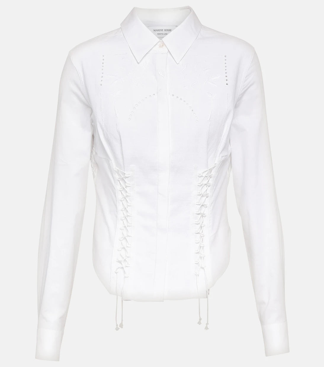 Marine Serre - Embroidered openwork linen shirt