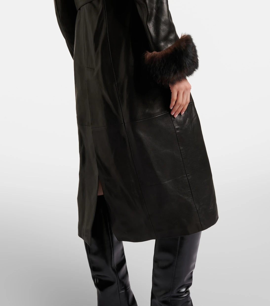 Nour Hammour - Baez shearling-trimmed leather coat