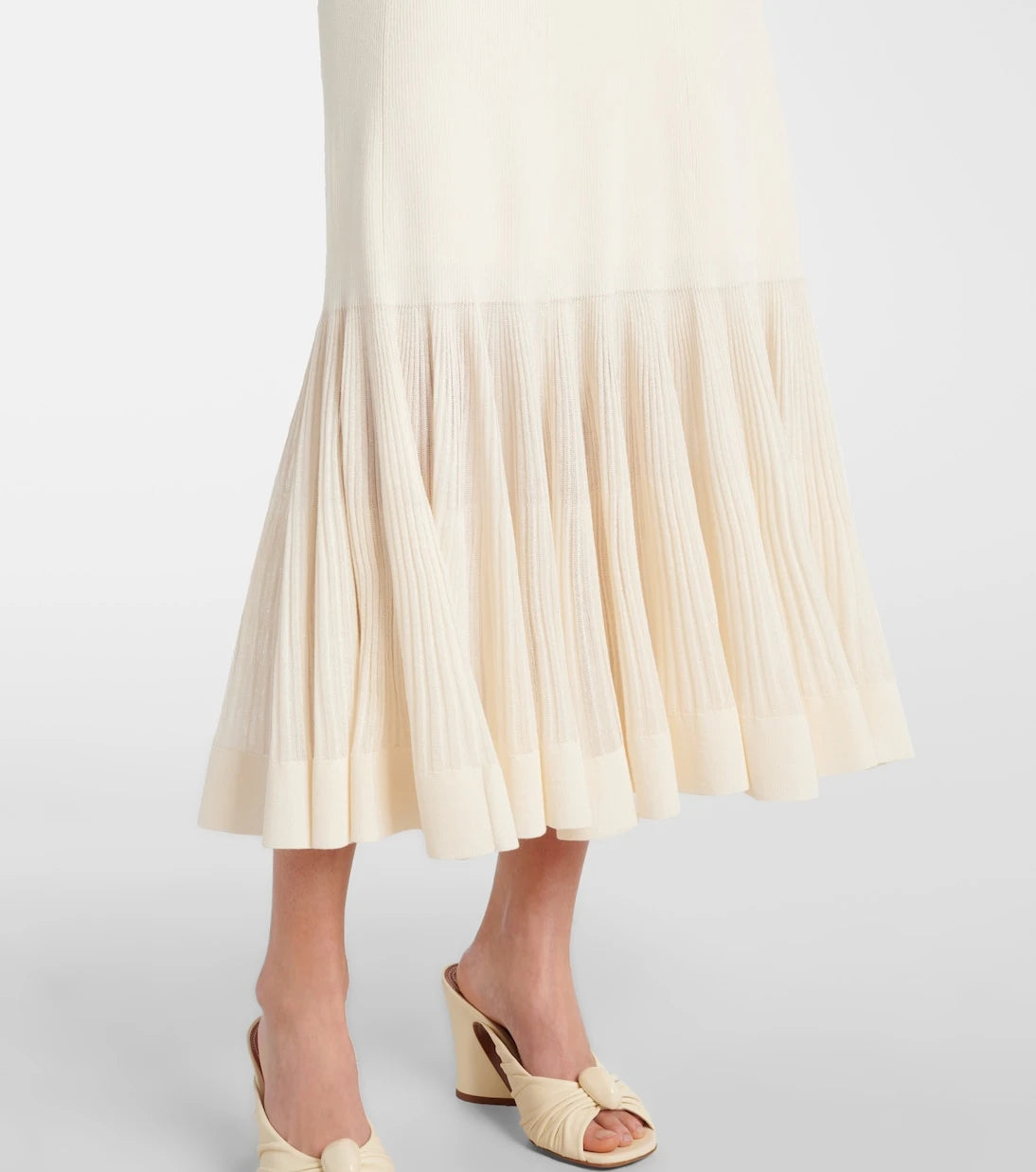 Zimmermann - Illuminate pleated ribbed-knit midi skirt
