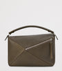 LOEWE Grey Large Leather Puzzle Edge Top-Handle Bag