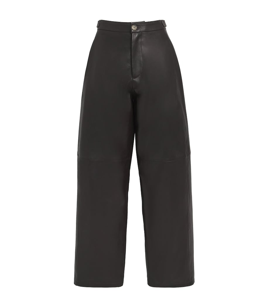 Lauren Manoogian Brown Leather Wide-Leg Trousers