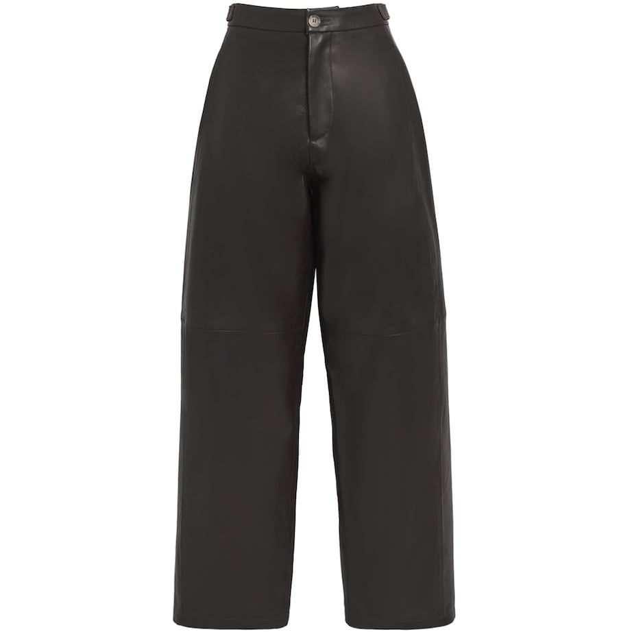 Lauren Manoogian Brown Leather Wide-Leg Trousers