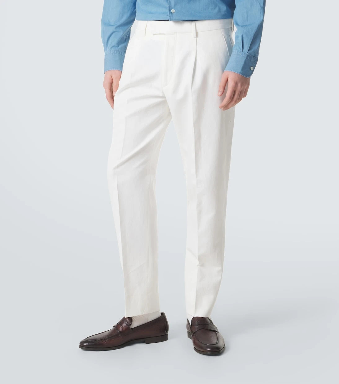 Zegna - Cotton and linen straight pants