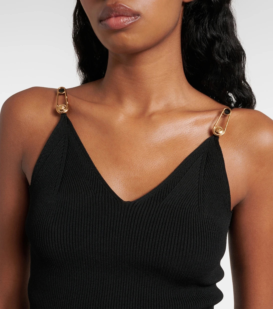 Versace - Safety Pin ribbed-knit top
