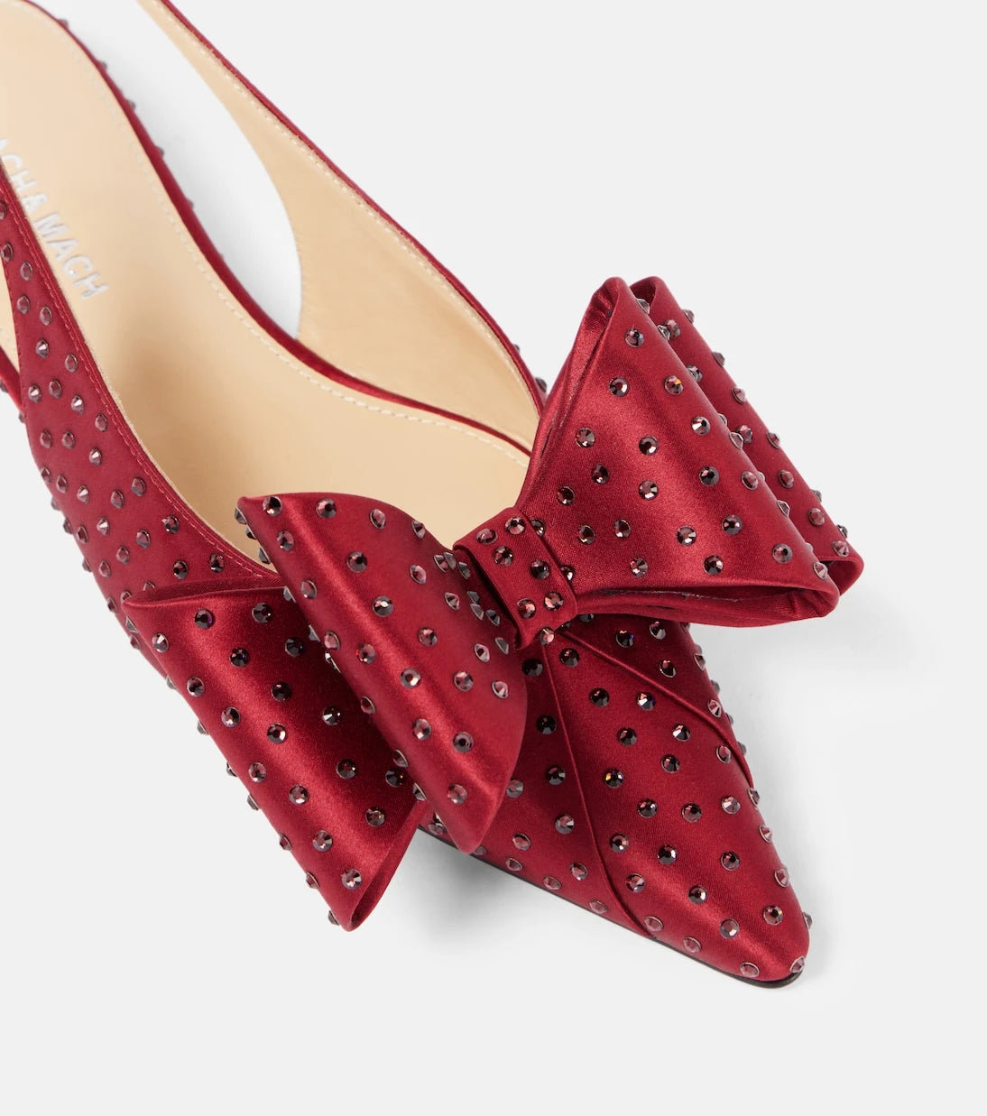 Mach & Mach - Le Cadeau embellished satin slingback flats