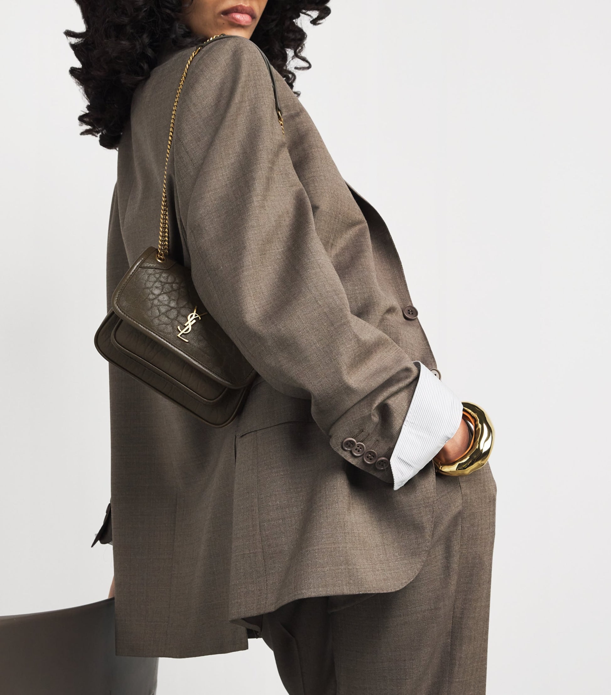 Saint Laurent Green Mini Leather Niki Shoulder Bag