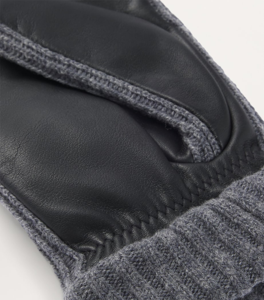 Leather Wool-Trim Gloves