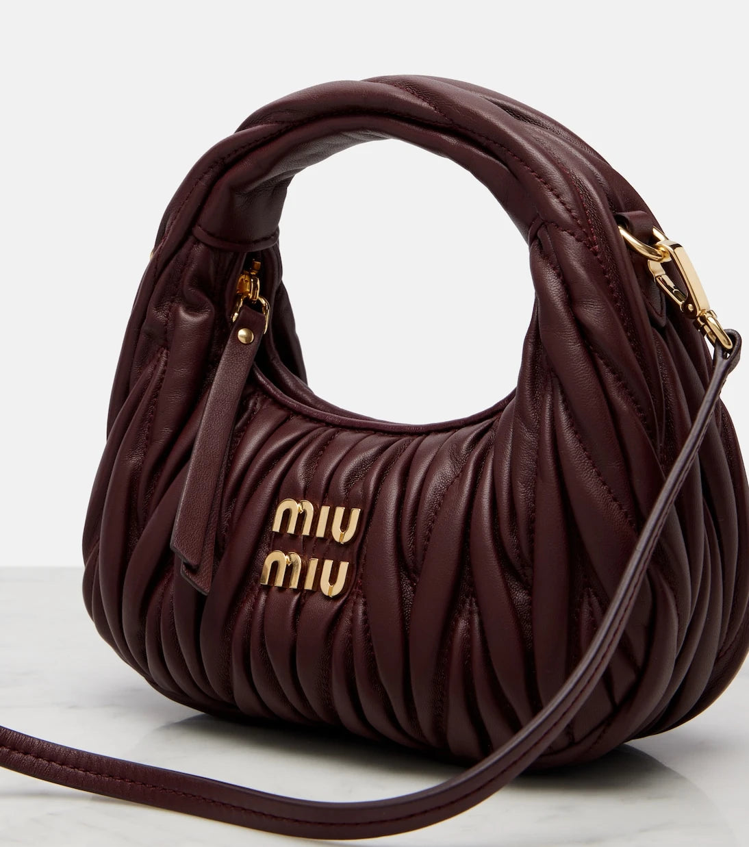 Miu Miu - Wander Mini matelassé leather top-handle bag