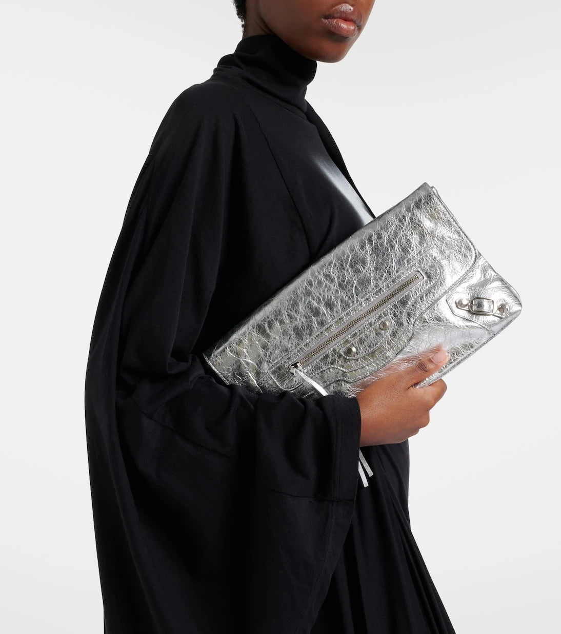Balenciaga - Le City metallic leather clutch