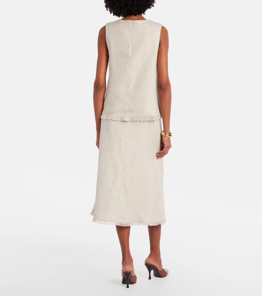 'S Max Mara - Fiocchi linen and cotton midi skirt