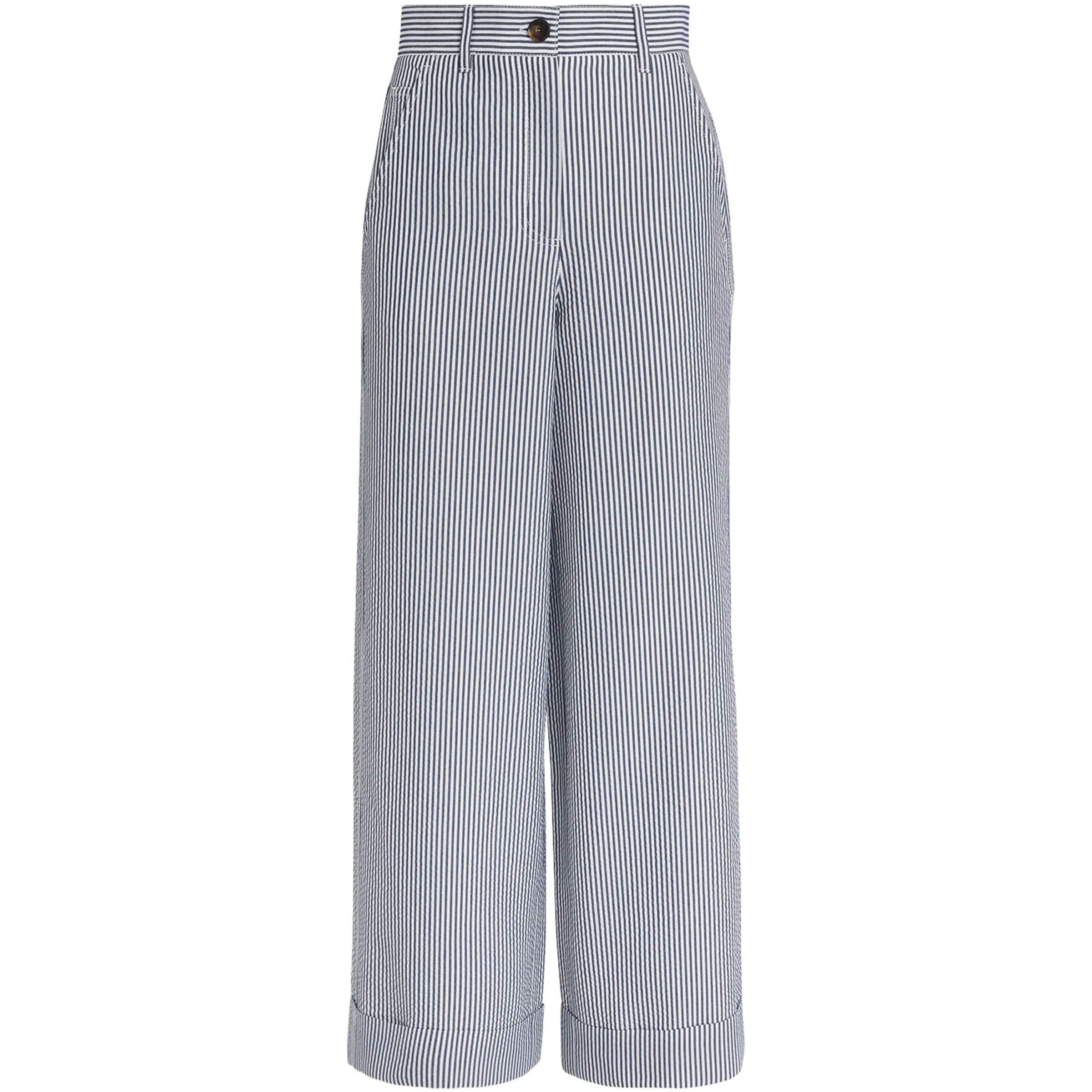 ME+EM Navy Stripe Wide-Leg Trousers