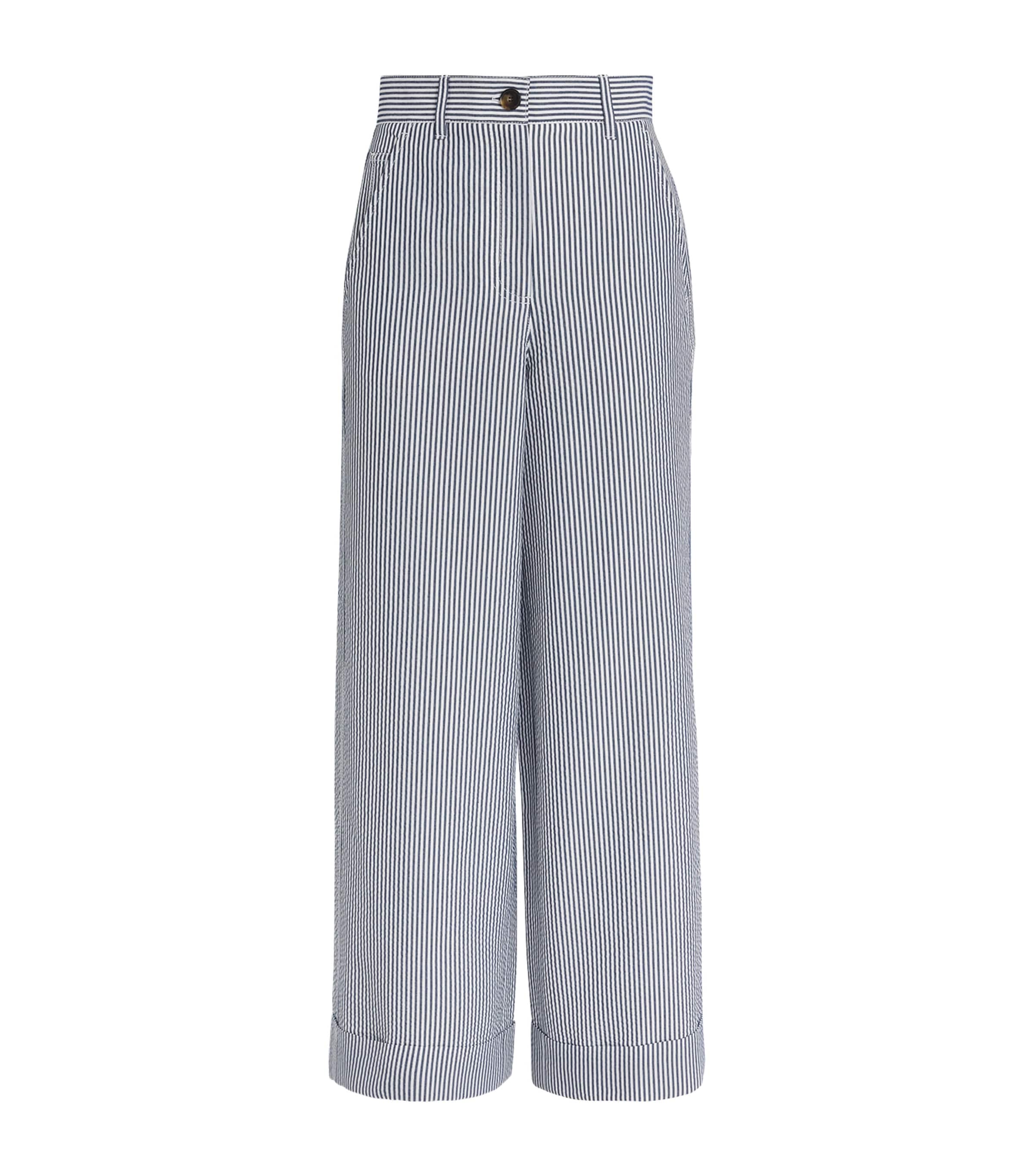 ME+EM Navy Stripe Wide-Leg Trousers