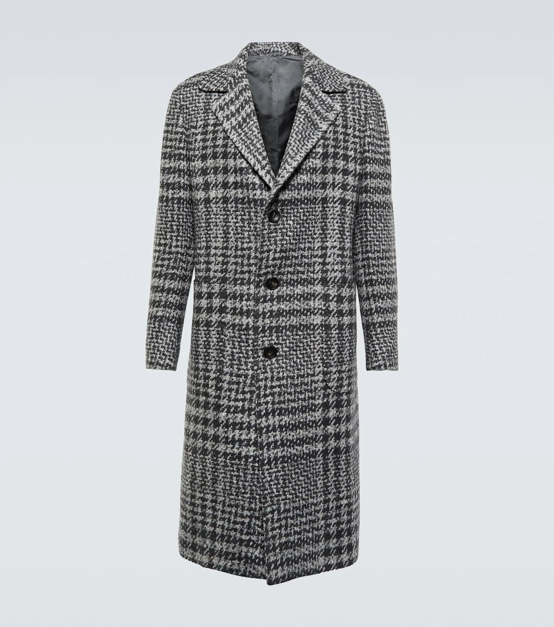 Kiton - معطف طويل من مزيج صوف الكاروهات