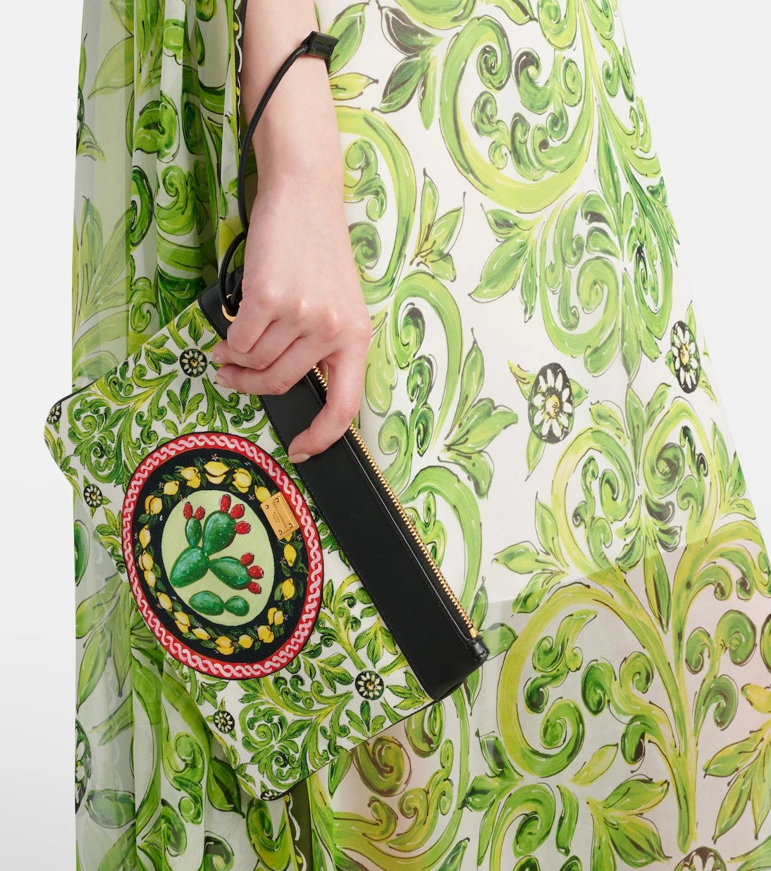 Dolce&Gabbana - Printed leather-trimmed canvas pouch