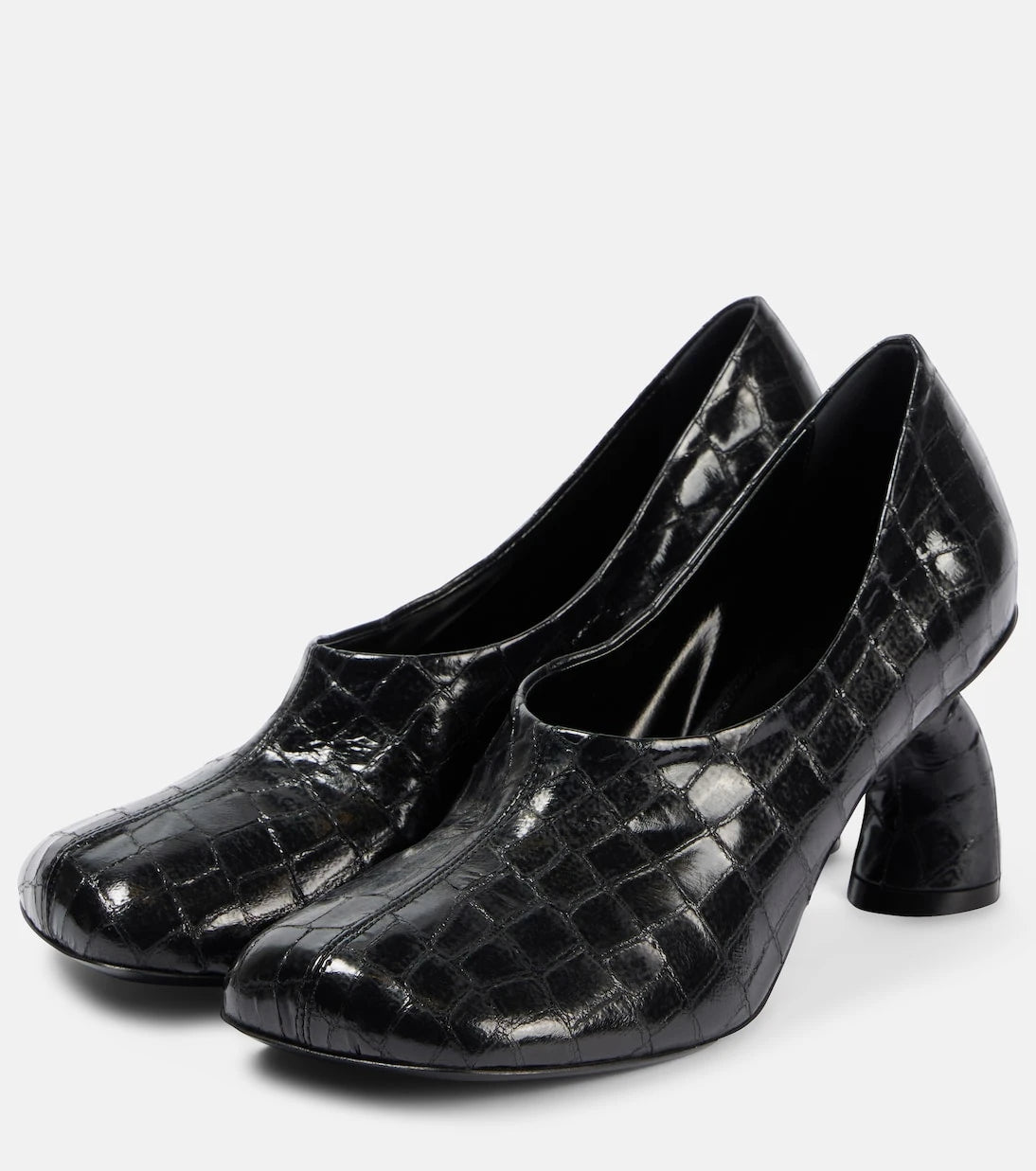 Dries Van Noten - 75 croc-effect metallic leather pumps