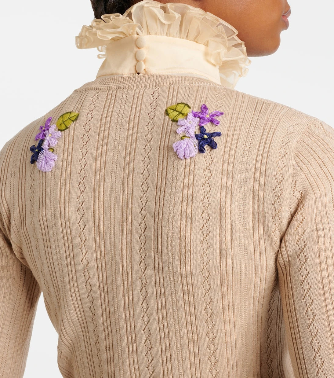 Valentino - Embroidered virgin wool cardigan