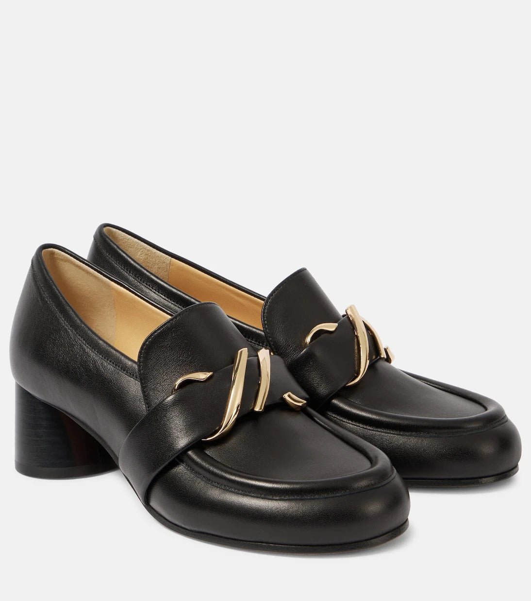 Proenza Schouler - Monogram deri loafer topuklu ayakkabılar