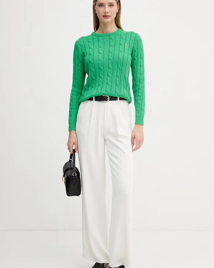 U.S. Polo Assn. Kadın Pamuklu Kazak CREW NECK CABLE