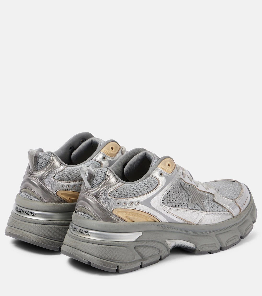Golden Goose - Lightstar metallic leather and mesh sneakers